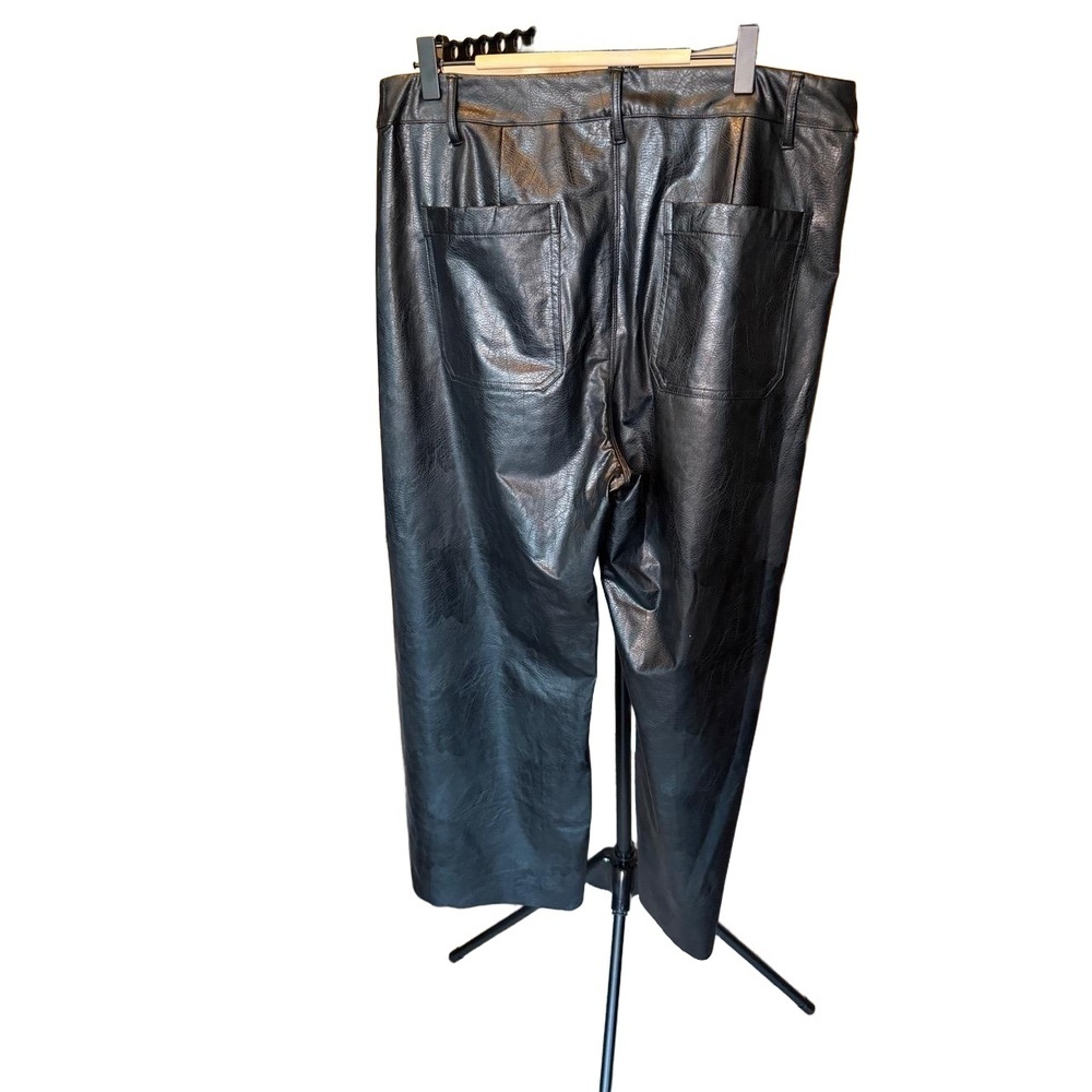 LYSSE New York Pants Womens Size XL Black Wide Leg Faux Leather Edgy Chic - Picture 4 of 5
